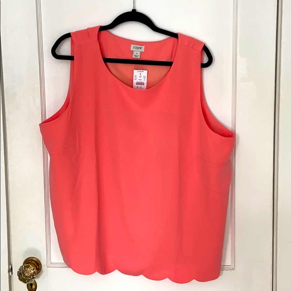 J Crew Peach Scalloped Hem Tank overlapped back